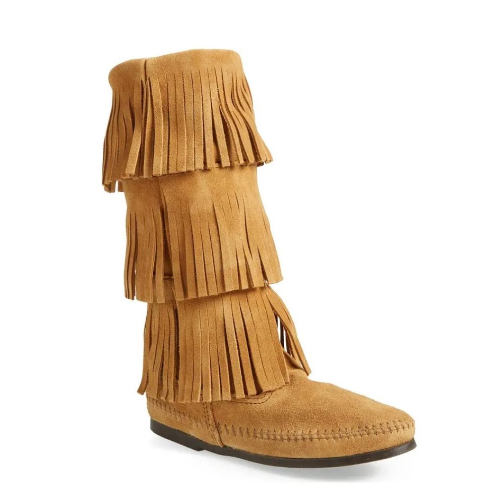 MINNETONKA 3-Layer Fringe Boots - Picture 2 of 8